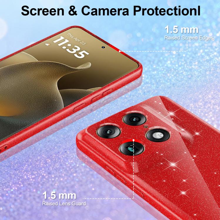 For Motorola Signature 5G / Edge 70 Ultra 5G Fine Hole Glossy Glitter Magnetic TPU Phone Case with Same Color Hand Strap