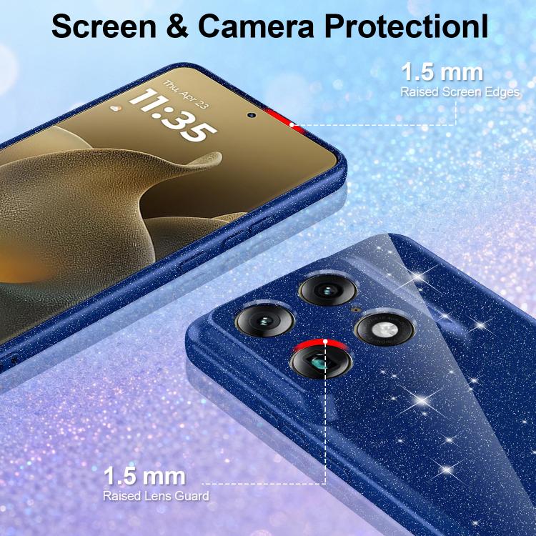 For Motorola Signature 5G / Edge 70 Ultra 5G Fine Hole Glossy Glitter Magnetic TPU Phone Case with Same Color Hand Strap