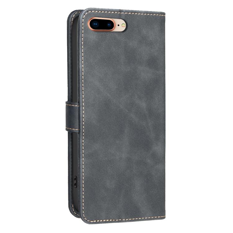 For iPhone 6 Plus/7 Plus/8 Plus Solid Color Calfskin Texture RFID Vegan Leather Phone Case
