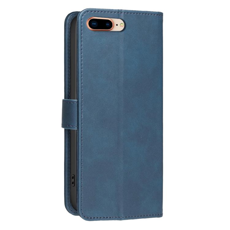 For iPhone 6 Plus/7 Plus/8 Plus Solid Color Calfskin Texture RFID Vegan Leather Phone Case