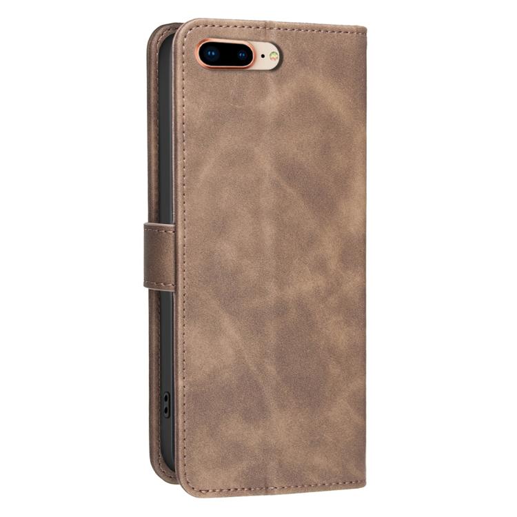 For iPhone 6 Plus/7 Plus/8 Plus Solid Color Calfskin Texture RFID Vegan Leather Phone Case