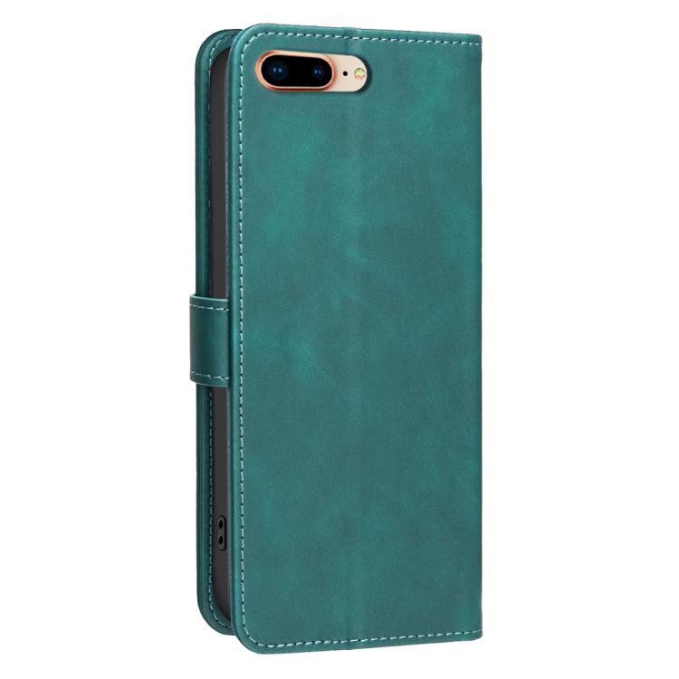 For iPhone 6 Plus/7 Plus/8 Plus Solid Color Calfskin Texture RFID Vegan Leather Phone Case