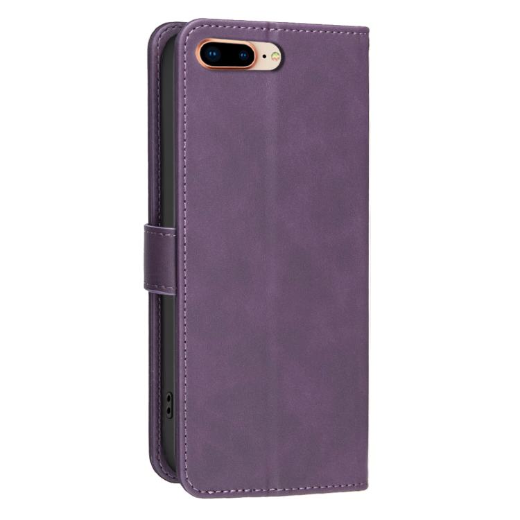 For iPhone 6 Plus/7 Plus/8 Plus Solid Color Calfskin Texture RFID Vegan Leather Phone Case