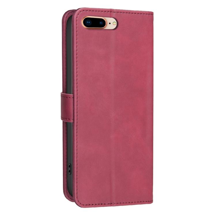 For iPhone 6 Plus/7 Plus/8 Plus Solid Color Calfskin Texture RFID Vegan Leather Phone Case