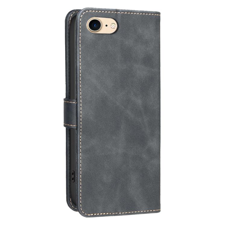 For iPhone 6 / 7 / 8 Solid Color Calfskin Texture RFID Vegan Leather Phone Case
