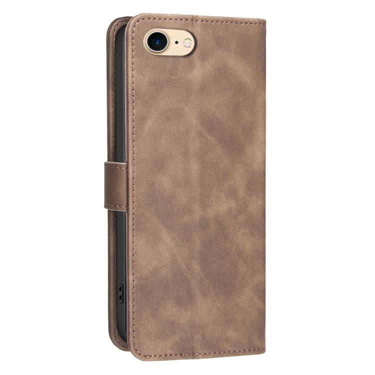 For iPhone 6 / 7 / 8 Solid Color Calfskin Texture RFID Vegan Leather Phone Case