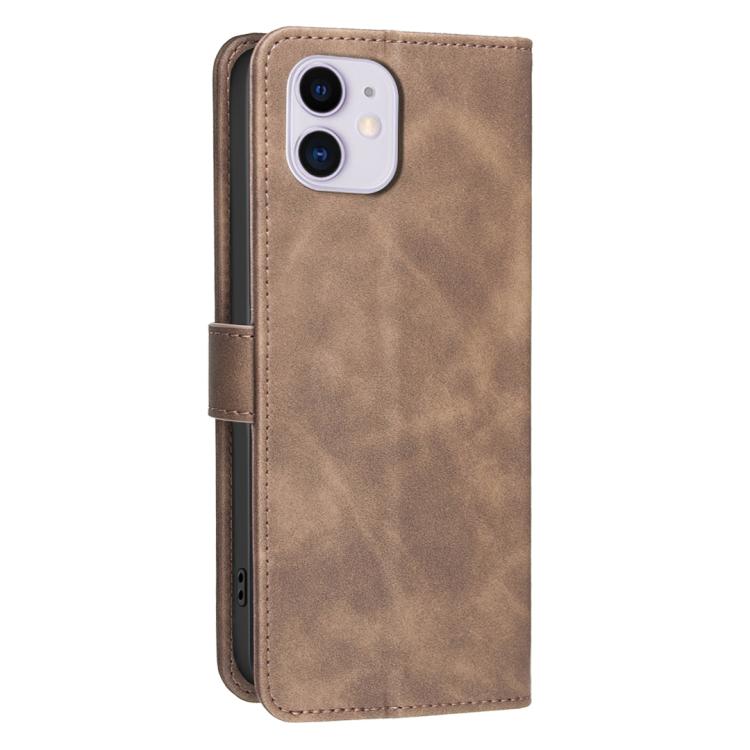 For iPhone 11 Solid Color Calfskin Texture RFID Vegan Leather Phone Case