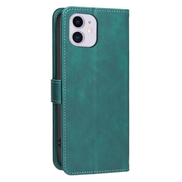 For iPhone 11 Solid Color Calfskin Texture RFID Vegan Leather Phone Case