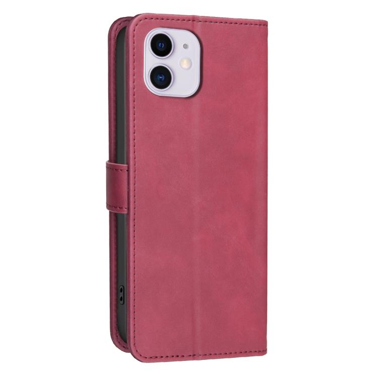 For iPhone 11 Solid Color Calfskin Texture RFID Vegan Leather Phone Case