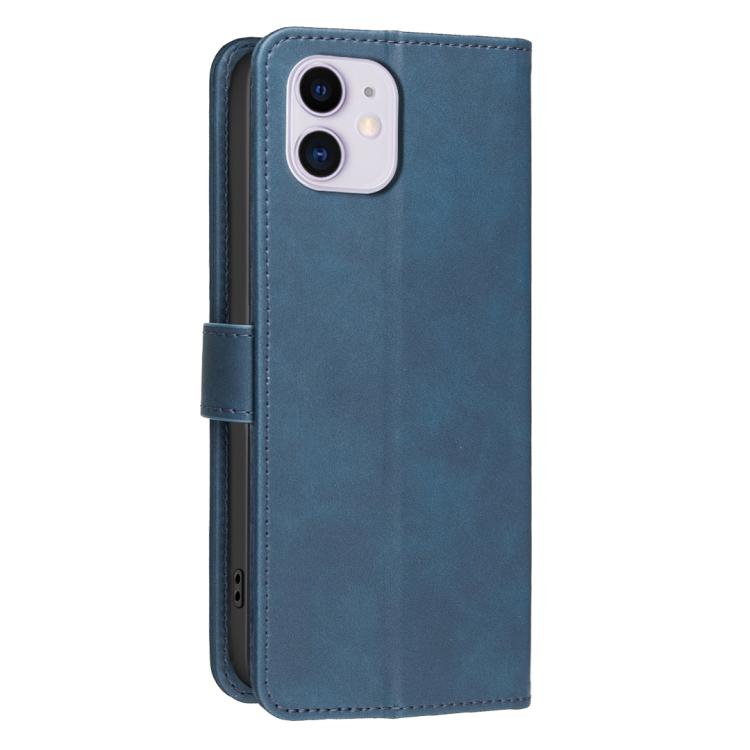 For iPhone 12 Solid Color Calfskin Texture RFID Vegan Leather Phone Case