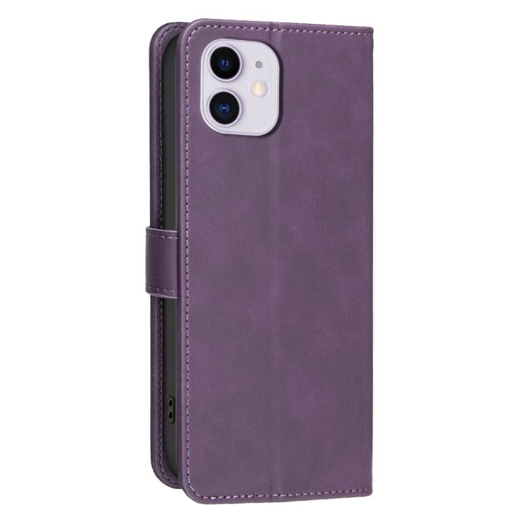 For iPhone 12 Solid Color Calfskin Texture RFID Vegan Leather Phone Case