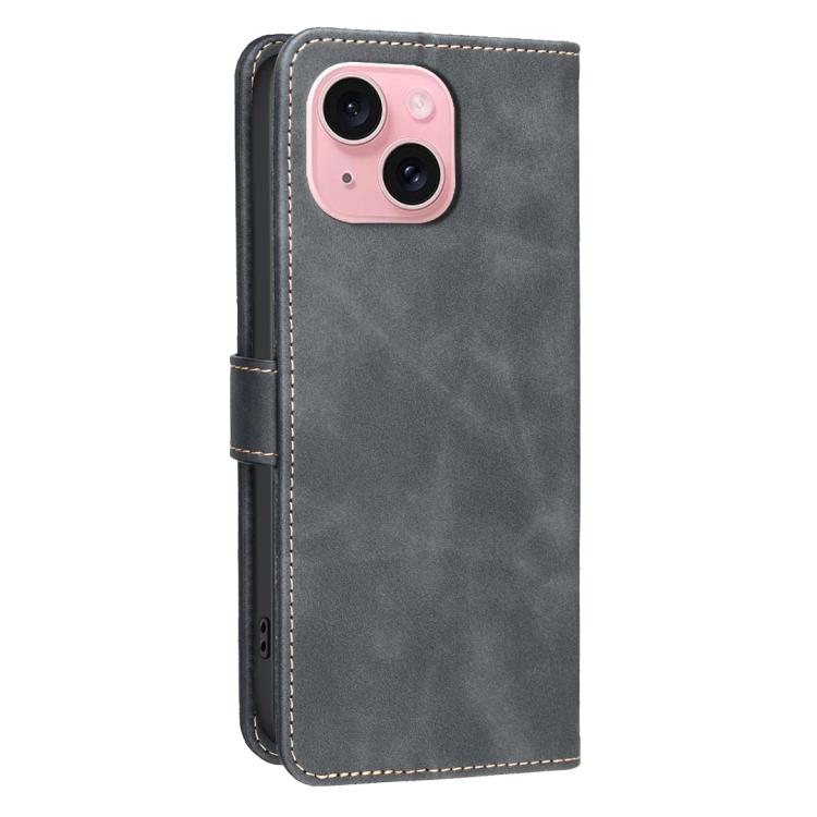 For iPhone 13 / 14 Solid Color Calfskin Texture RFID Vegan Leather Phone Case