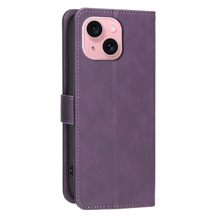 For iPhone 13 / 14 Solid Color Calfskin Texture RFID Vegan Leather Phone Case