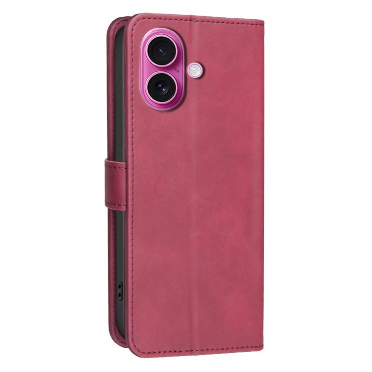 For iPhone 16 Plus Solid Color Calfskin Texture RFID Vegan Leather Phone Case