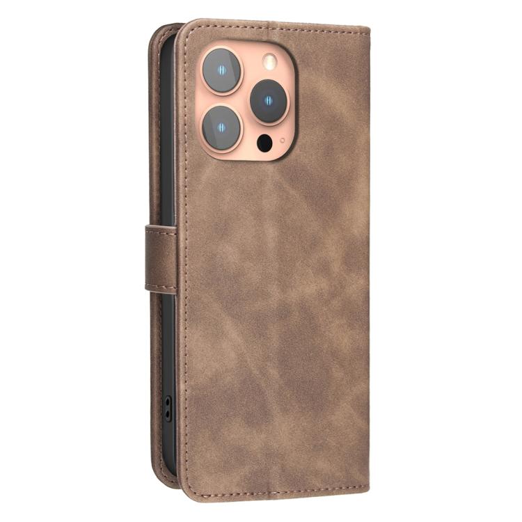 For iPhone 16 Pro Solid Color Calfskin Texture RFID Vegan Leather Phone Case