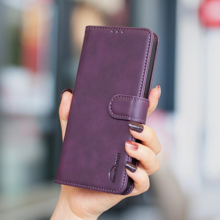 For iPhone 16 Pro Solid Color Calfskin Texture RFID Vegan Leather Phone Case