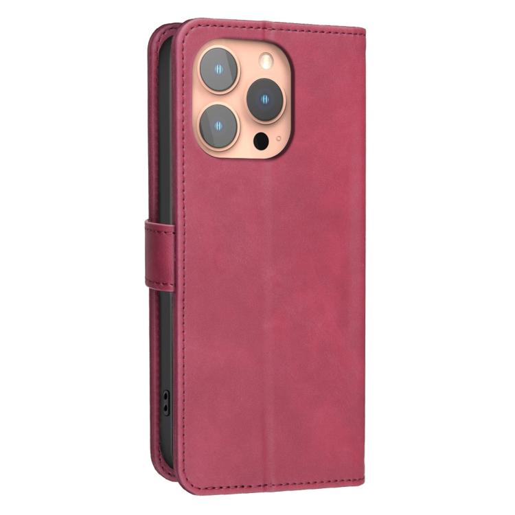 For iPhone 16 Pro Solid Color Calfskin Texture RFID Vegan Leather Phone Case