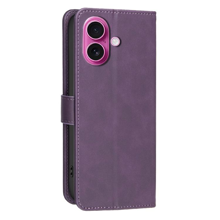 For iPhone 16 Solid Color Calfskin Texture RFID Vegan Leather Phone Case
