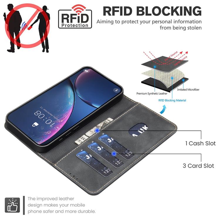 For iPhone Air Solid Color Calfskin Texture RFID Vegan Leather Phone Case