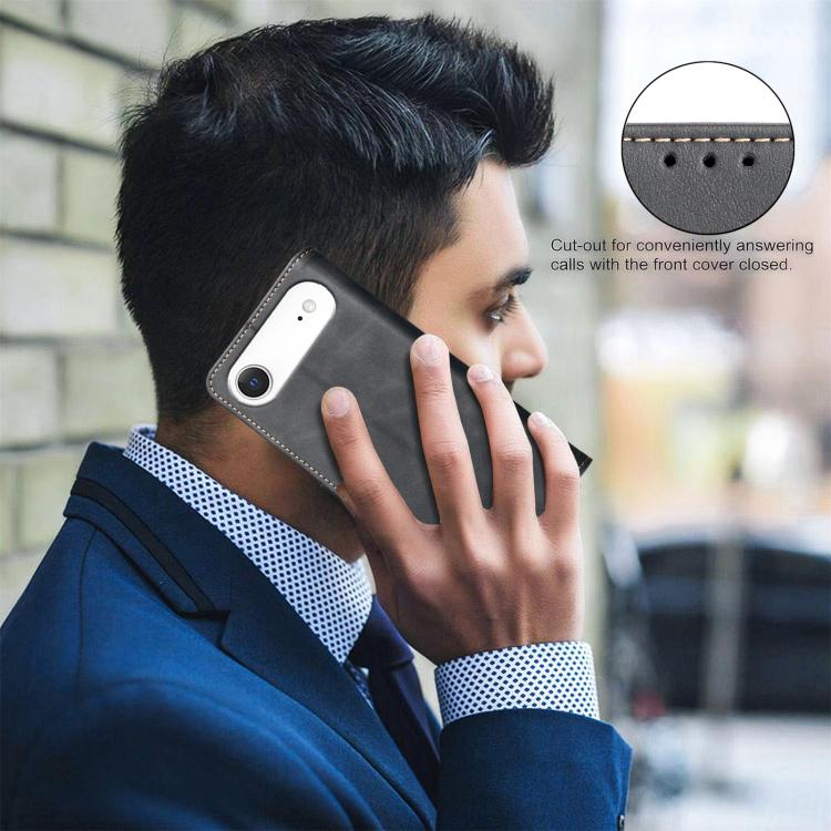 For iPhone Air Solid Color Calfskin Texture RFID Vegan Leather Phone Case
