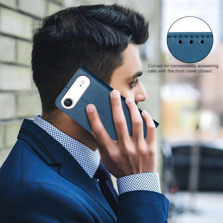 For iPhone Air Solid Color Calfskin Texture RFID Vegan Leather Phone Case