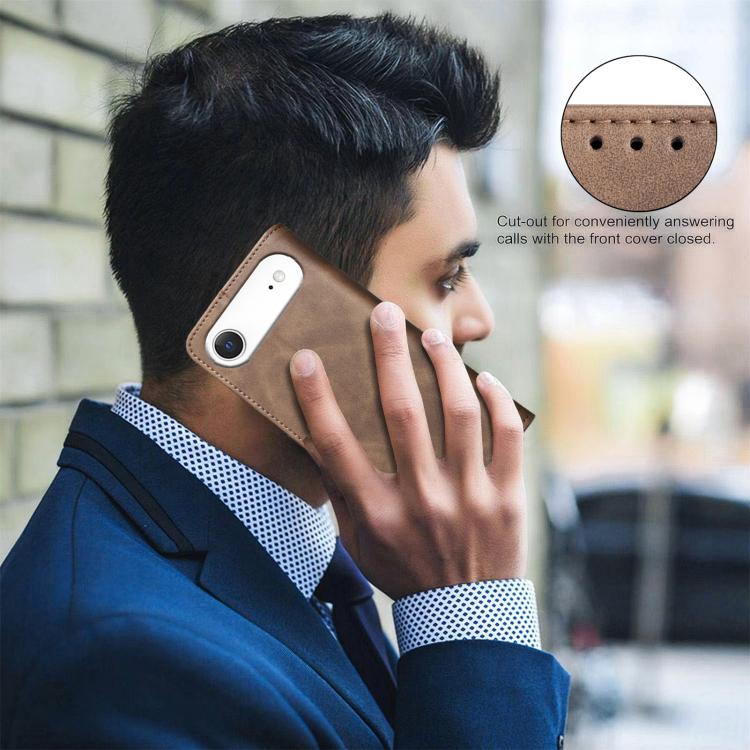 For iPhone Air Solid Color Calfskin Texture RFID Vegan Leather Phone Case