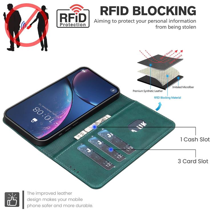 For iPhone Air Solid Color Calfskin Texture RFID Vegan Leather Phone Case