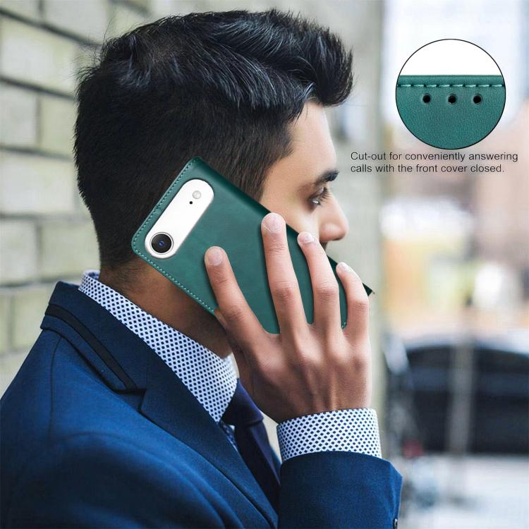 For iPhone Air Solid Color Calfskin Texture RFID Vegan Leather Phone Case