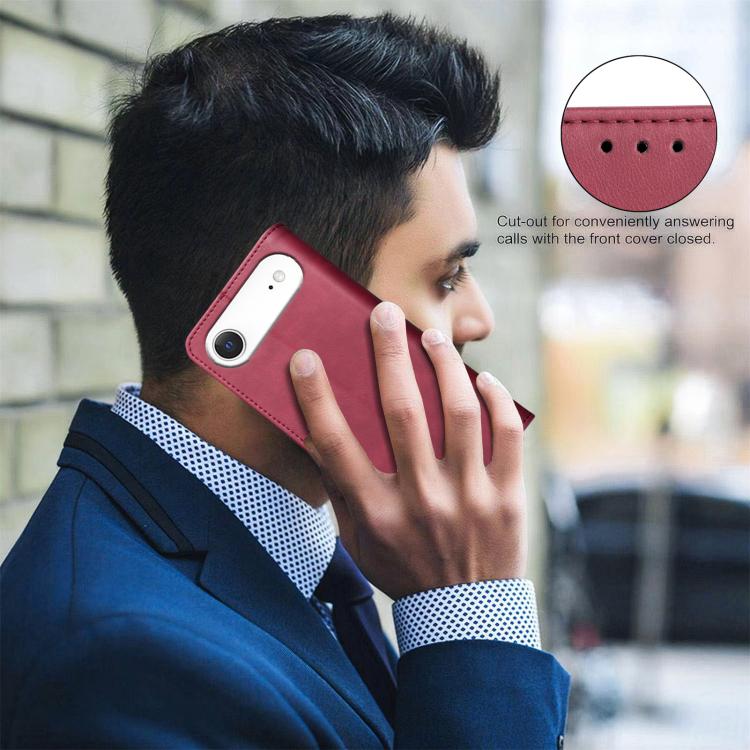For iPhone Air Solid Color Calfskin Texture RFID Vegan Leather Phone Case