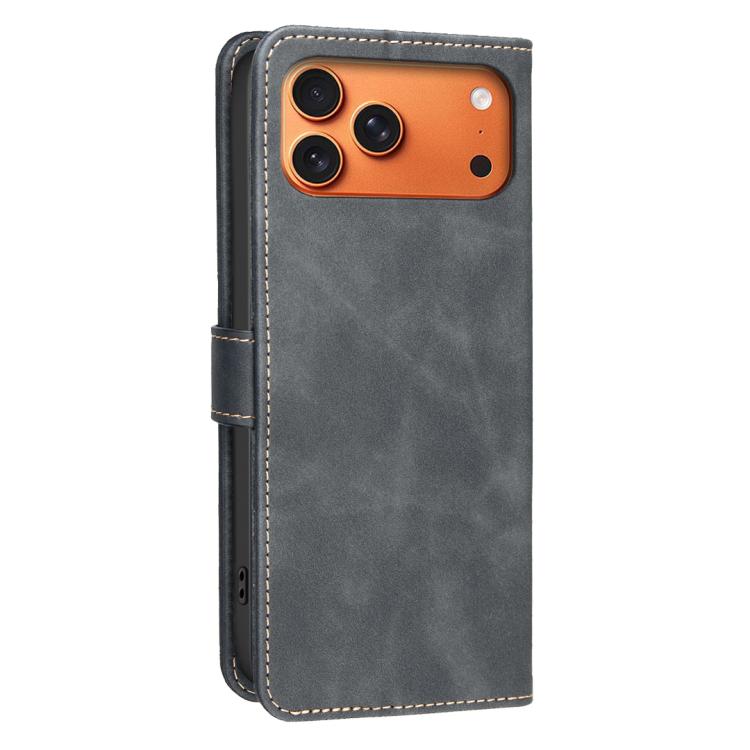 For iPhone 17 Pro Max Solid Color Calfskin Texture RFID Vegan Leather Phone Case