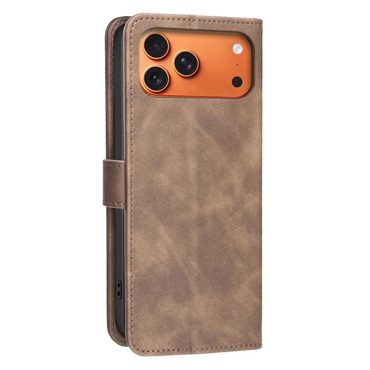For iPhone 17 Pro Max Solid Color Calfskin Texture RFID Vegan Leather Phone Case