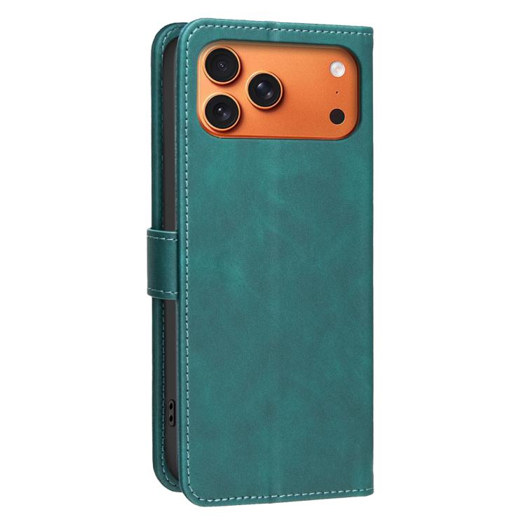 For iPhone 17 Pro Max Solid Color Calfskin Texture RFID Vegan Leather Phone Case