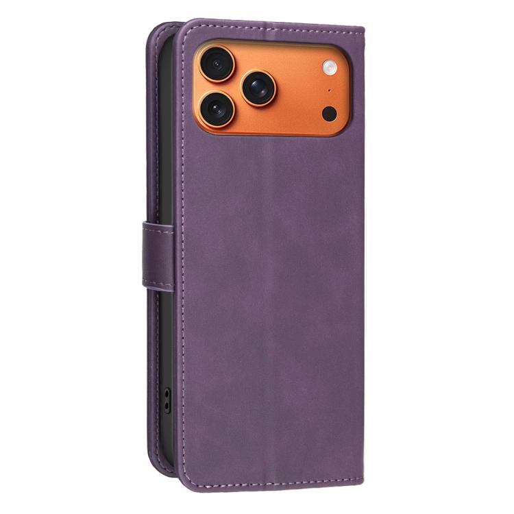 For iPhone 17 Pro Max Solid Color Calfskin Texture RFID Vegan Leather Phone Case