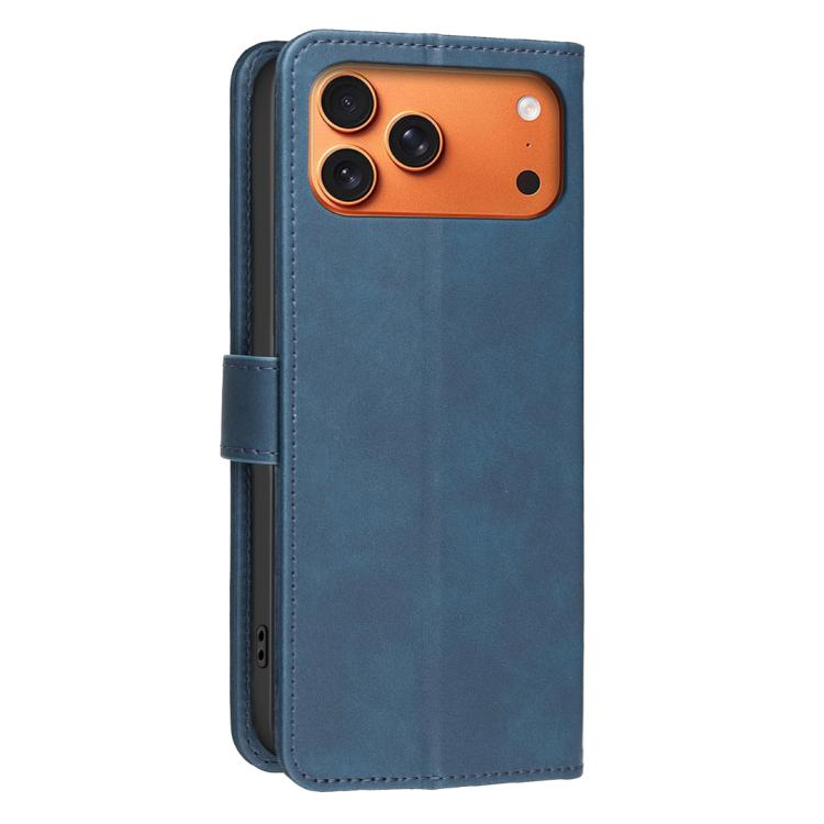 For iPhone 17 Pro Solid Color Calfskin Texture RFID Vegan Leather Phone Case