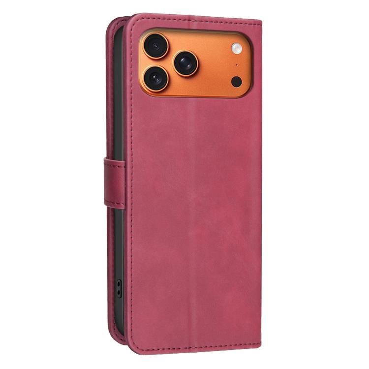 For iPhone 17 Pro Solid Color Calfskin Texture RFID Vegan Leather Phone Case