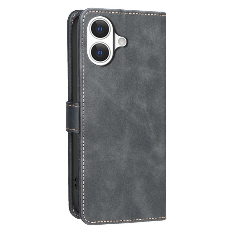 For iPhone 17 Solid Color Calfskin Texture RFID Vegan Leather Phone Case