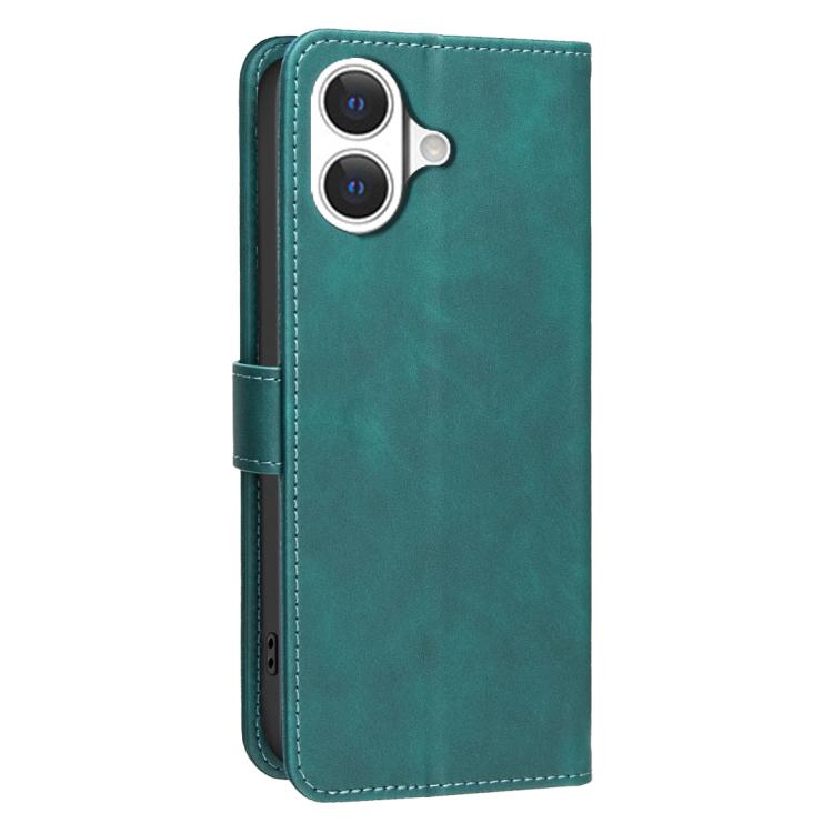 For iPhone 17 Solid Color Calfskin Texture RFID Vegan Leather Phone Case