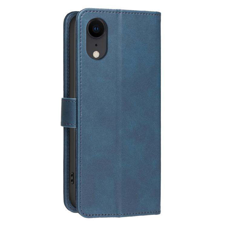 For iPhone XR Solid Color Calfskin Texture RFID Vegan Leather Phone Case