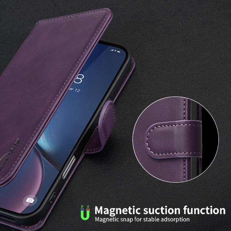 For iPhone XR Solid Color Calfskin Texture RFID Vegan Leather Phone Case