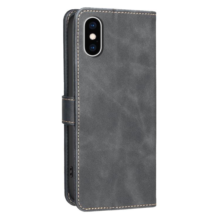 For iPhone XS Max Solid Color Calfskin Texture RFID Vegan Leather Phone Case