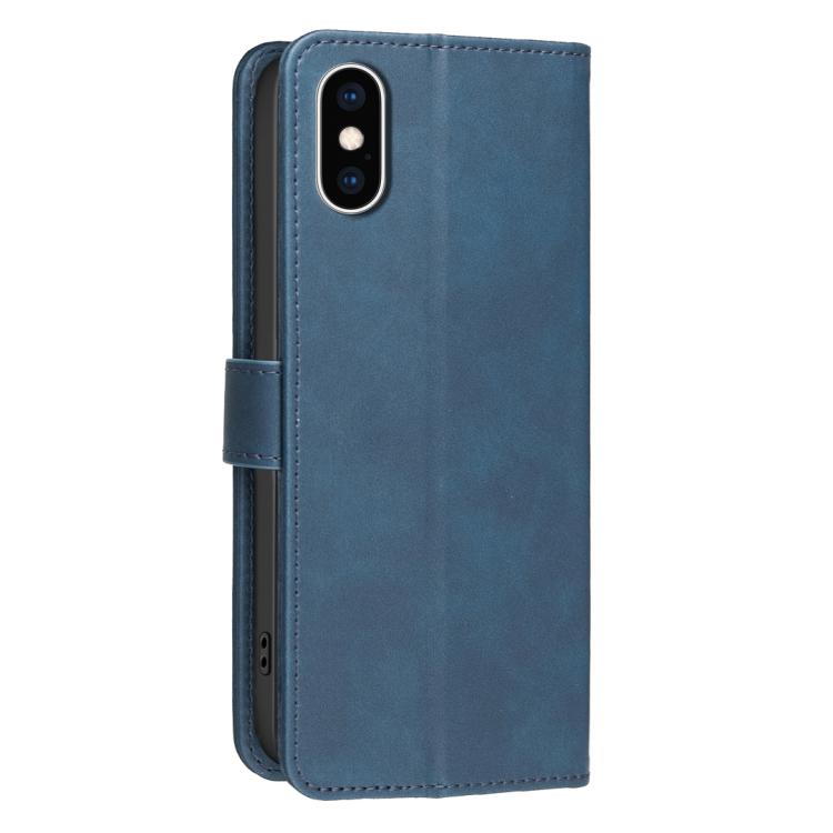 For iPhone XS Max Solid Color Calfskin Texture RFID Vegan Leather Phone Case