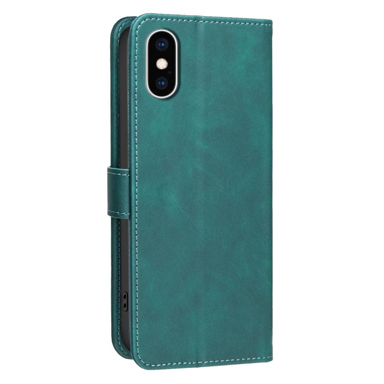 For iPhone XS Max Solid Color Calfskin Texture RFID Vegan Leather Phone Case
