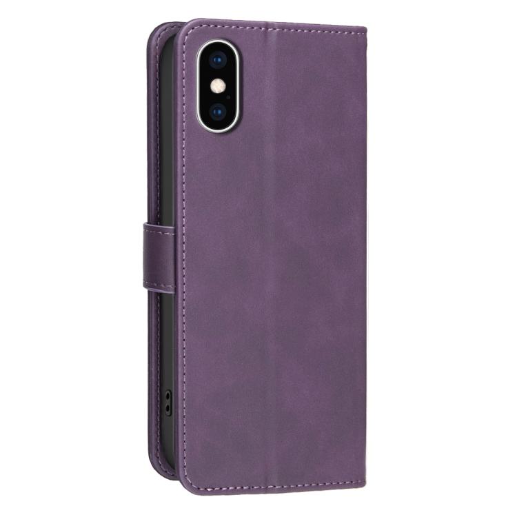 For iPhone XS Max Solid Color Calfskin Texture RFID Vegan Leather Phone Case