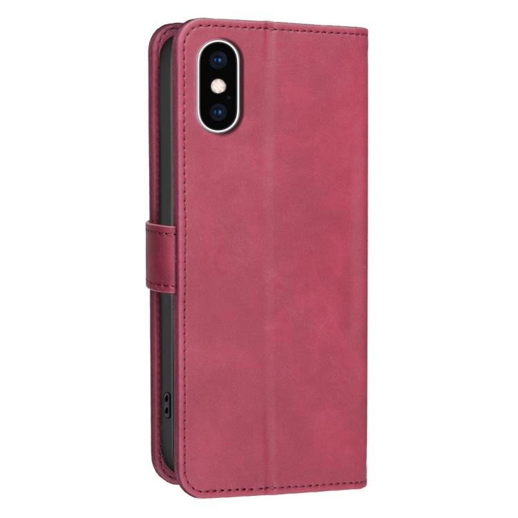 For iPhone XS Max Solid Color Calfskin Texture RFID Vegan Leather Phone Case