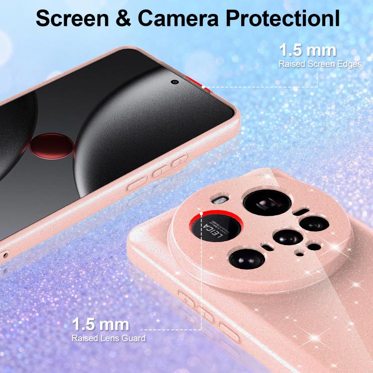 For Xiaomi 15 Ultra Fine Hole Glossy Glitter Magnetic TPU Phone Case with Same Color Hand Strap