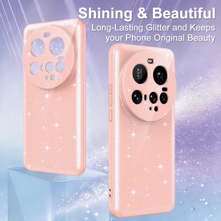 For Xiaomi 15 Ultra Fine Hole Glossy Glitter Magnetic TPU Phone Case with Same Color Hand Strap