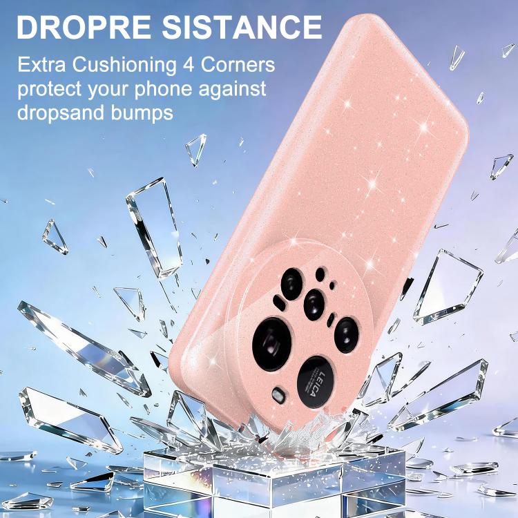 For Xiaomi 15 Ultra Fine Hole Glossy Glitter Magnetic TPU Phone Case with Same Color Hand Strap