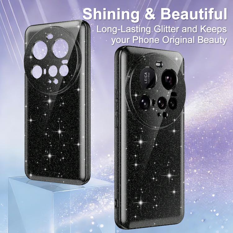 For Xiaomi 15 Ultra Fine Hole Glossy Glitter Magnetic TPU Phone Case with Same Color Hand Strap