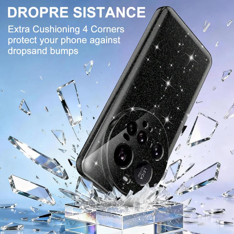 For Xiaomi 15 Ultra Fine Hole Glossy Glitter Magnetic TPU Phone Case with Same Color Hand Strap