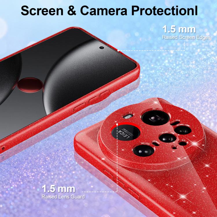 For Xiaomi 15 Ultra Fine Hole Glossy Glitter Magnetic TPU Phone Case with Same Color Hand Strap